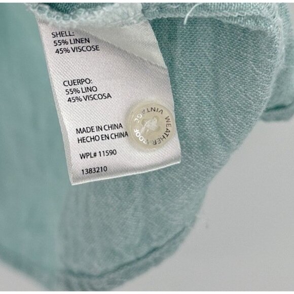 Weatherproof Linen Blend Tie Waist Button Front Blouse Sz L Beach Coastal Preppy - Picture 6 of 8